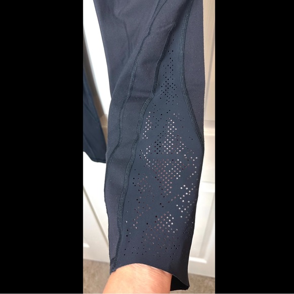 LULULEMON High Times Pants Crop Black Perforated Laser Cut Mesh Rise Near Mint - Picture 9 of 15